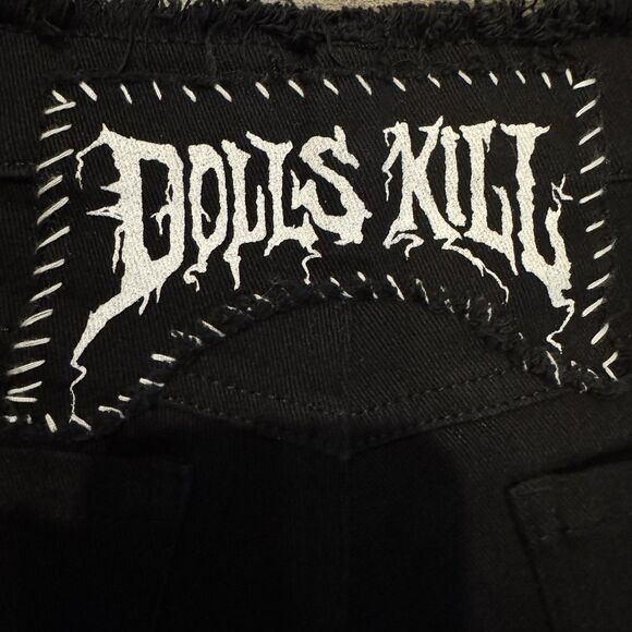 Dolls Kill Current Mood Jeans Women’s Small Black Lace Up Gothic Punk Pants Y2K - Picture 7 of 11